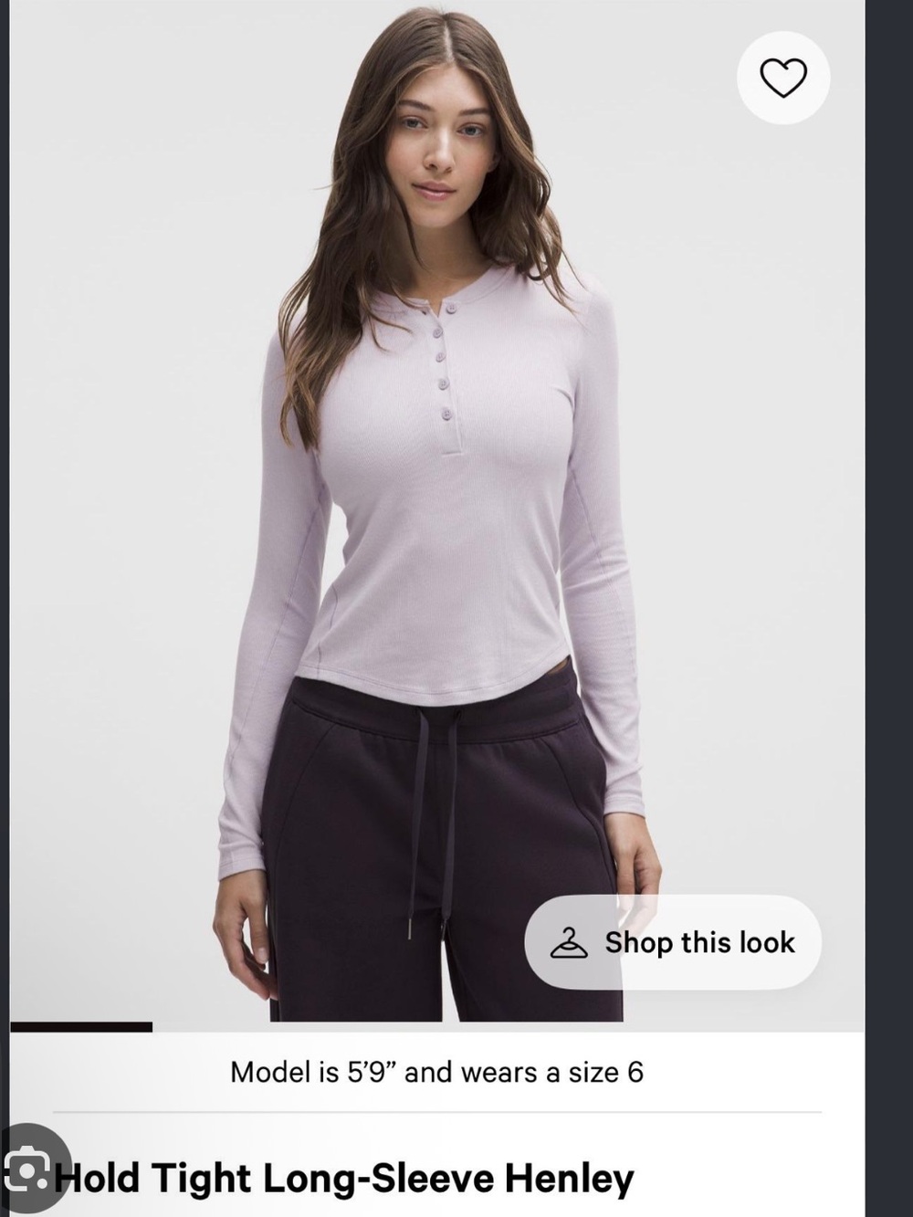 Lululemon hold tight long sleeve henley button down top faint lavender purple 4